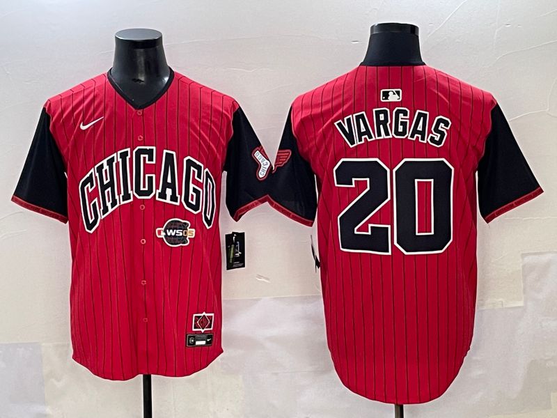 Men 2025 Chicago White Sox #20 Vargas Red Stripe Joint Name Nike MLB Jersey style 6->chicago white sox->MLB Jersey